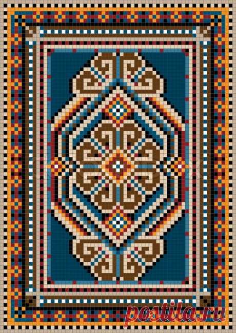 The ancient oriental design with a frame for carpet | Vector | Colourbox