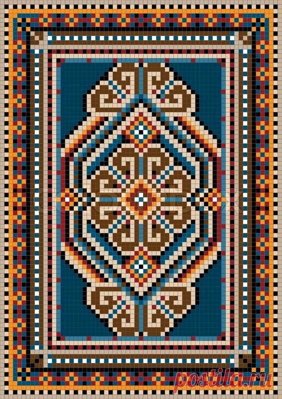 The ancient oriental design with a frame for carpet | Vector | Colourbox