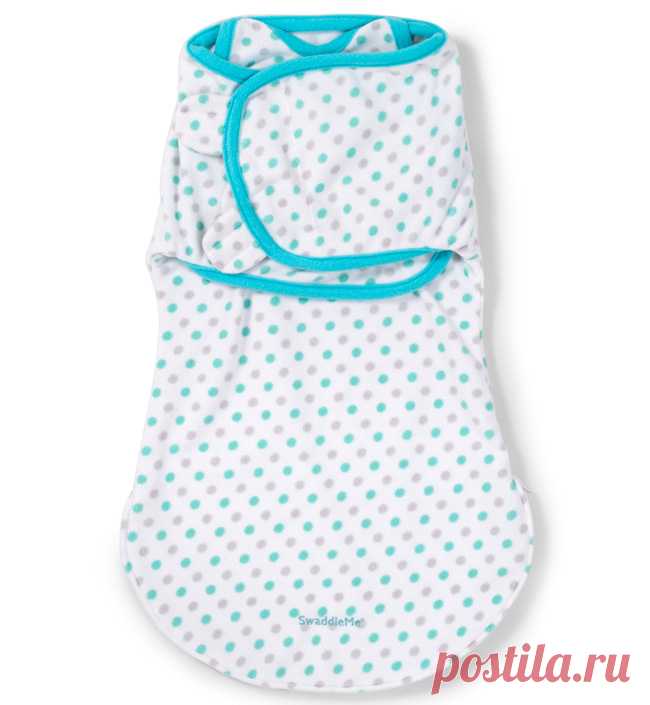 Пелёнки и наматрасники - Пеленание - SWADDLEME WrapSack конверт для пеленания с 2 способами фиксации белый в горошек (размер S/M)