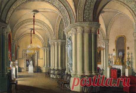 Interiors of the Winter Palace. The Gothic Drawing Room of Grand Princesses - Edward Petrovich Hau - Drawings, Prints and Painting from Hermitage Museum | brunhild110 приколол(а) это к доске Interior painting