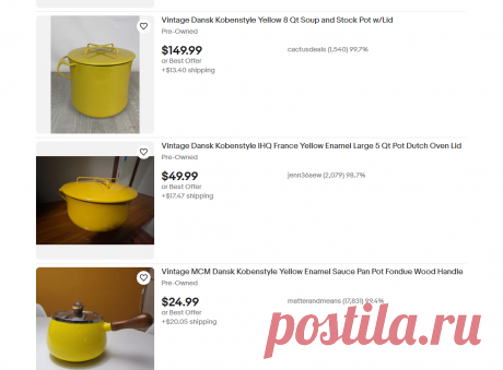 Vintage Dansk Kobenstyle Yellow Enamel Pot for sale | eBay