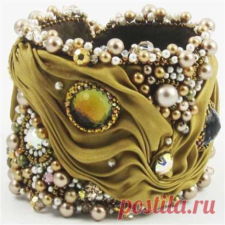 Shibori Cuff | Fabric beads and jewelry