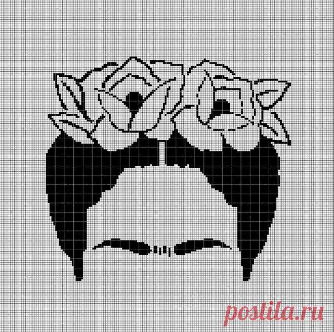 Схема вышивки крестом силуэт символа Фриды Кало в pdf