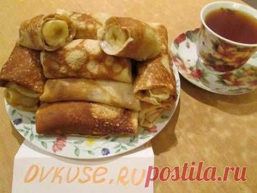 Блинчики с бананами и сгущенкой - пошаговый кулинарный рецепт с фото / Простые рецепты