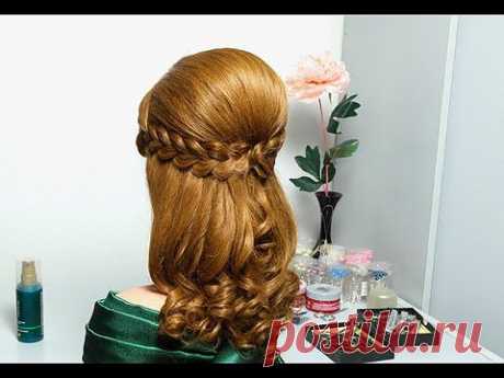 ▶ Праздничная прическа с двумя ажурными косами для длинных волос. Romantic hairstyle for long hair - YouTube