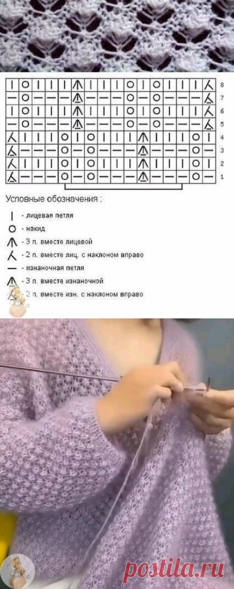 Ажурный узор спицами