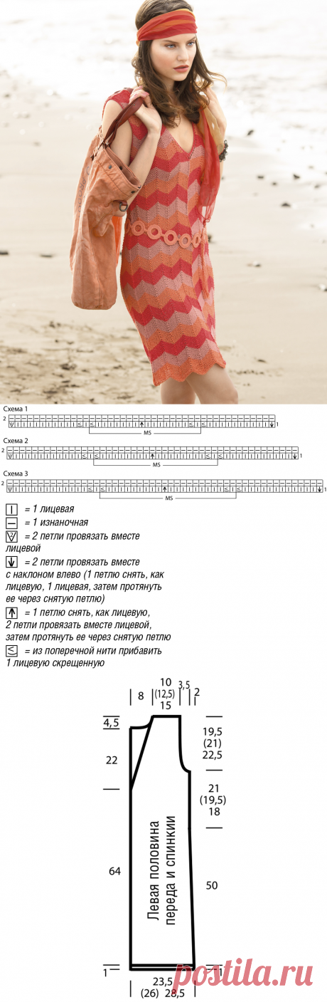 Платье с зубчатым узором - схема вязания спицами. Вяжем Платья на Verena.ru