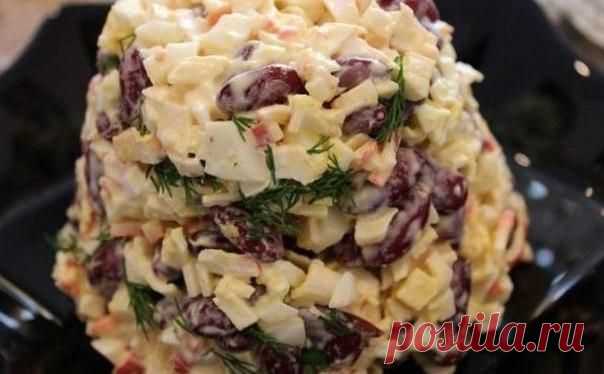 Быстрый  с фасолью и крабовыми палочками