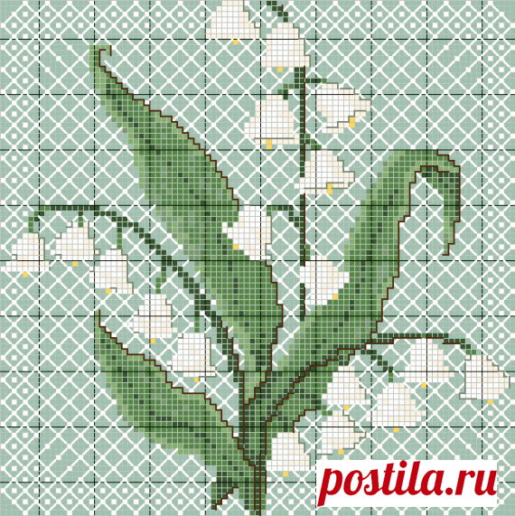 Схемы для вышивки: разные весенние цветы (ландыши, подснежники) / Схемы / Бусинка