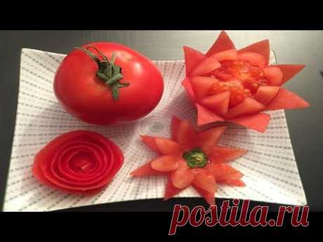 How to make tomato flower - tomato rose - fruit and vegetable carving by Nidnoi
