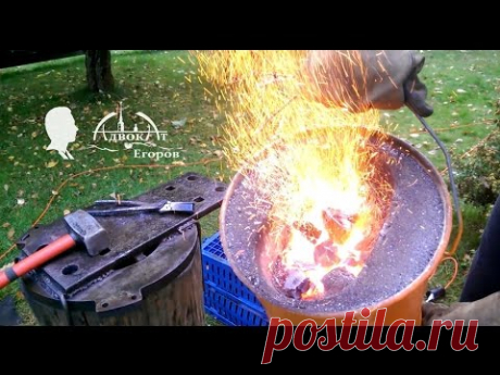 Самодельный кузнечный горн из двух ведер и вентилятора forge - YouTube