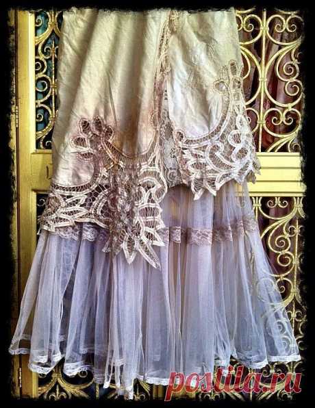 Ivory tea stained &amp; bone lace cutwork tulle boho maxi wedding dress by mermaid…