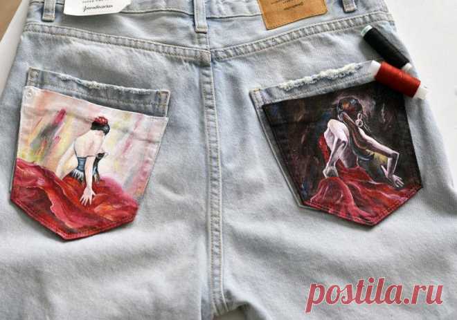 Андалузская девушка в джинсовых карманах. Рука нарисовала | Etsy
