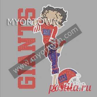 Custom New York Giants Betty Boop Football Iron on Rhinestone Transfer
