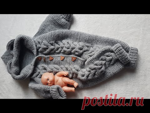 Детский комбензон спицами.вяжем ушки для комбензона