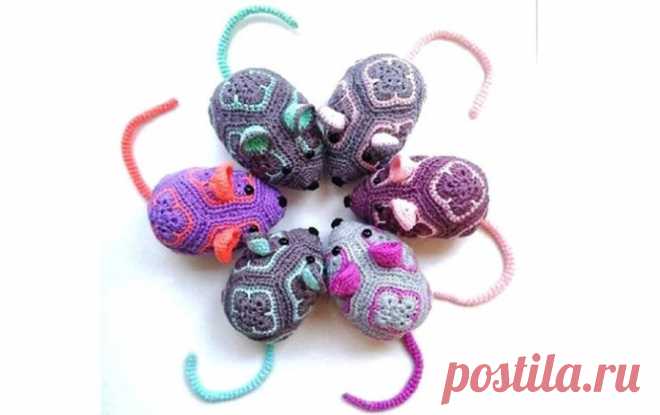 Символ 2020 года: мышка из африканских мотивов. Крючком. Схемы. / knittingideas.ru
