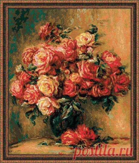 Riolis Cross Stitch Kit Bouquet of Roses Floral Hand | Etsy