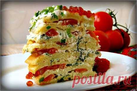 (+1) тема - Блинный торт с семгой и зеленью | ВКУСНО ПОЕДИМ!