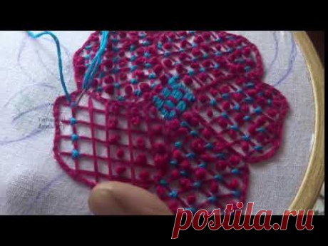 Hand Embroidery Flower Design Bullian knot Stitch by Amma Arts