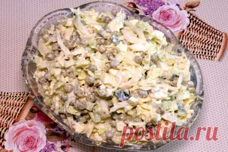 Салат из пекинской капусты с зеленым горошком, рецепт с фото пошагово и видео — Вкусо.ру