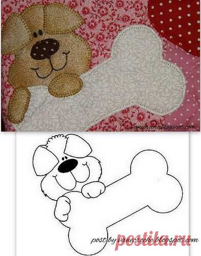aplique de perro con hueso