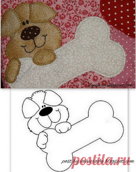 aplique de perro con hueso