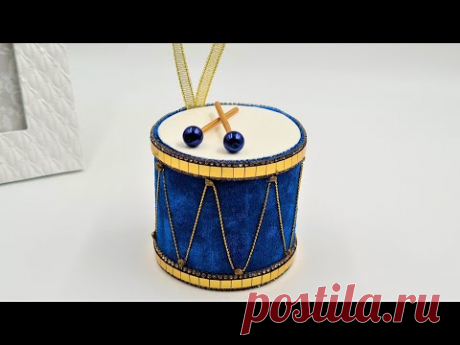 Декорируем елочную игрушку барабан🎄🎄🎄