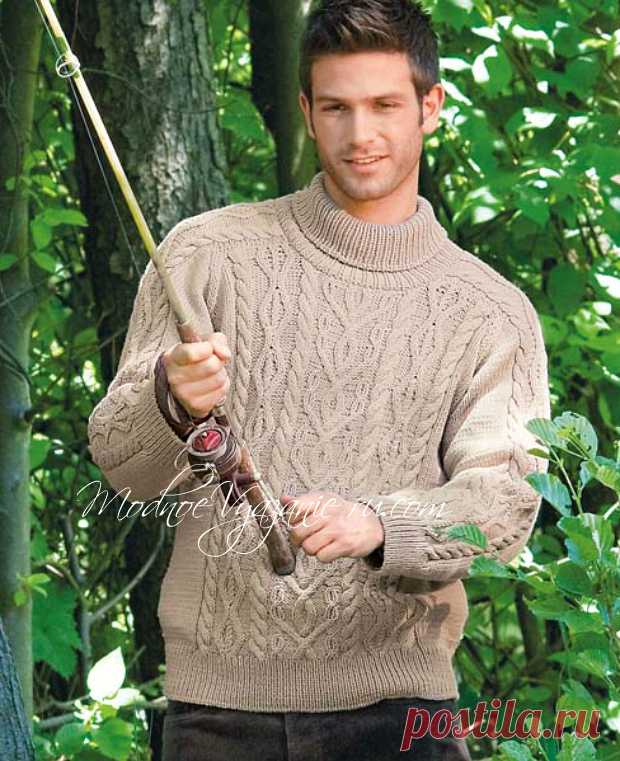 Мужской свитер с ирландскими узорами - Модное вязание
