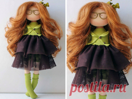 Tilda doll Rag doll Fabric doll Muñecas Green doll Poupée Art