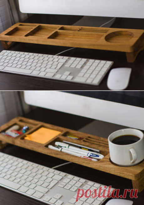 Cherry Wood Desk Organizer Desktop Shelf Office & Home