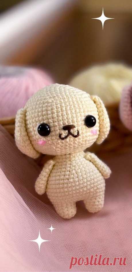 PDF Милый Щенок крючком. FREE crochet pattern; Аmigurumi animal patterns. Амигуруми схемы и описания на русском. Вязаные игрушки и поделки своими руками #amimore - собака, пёс, маленькая собачка, щенок, пёсик.