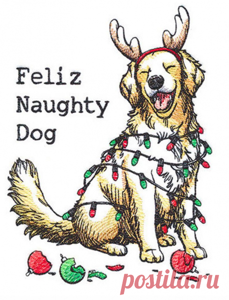 Feliz Naughty Dog Christmas Embroidered Waffle Weave Hand/Dish | Etsy
