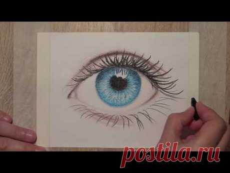 Как нарисовать реалистичный глаз восковыми мелками. How to draw a realistic eye