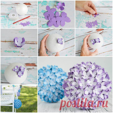 Творческие идеи - DIY бумаги цветок Поцелуи Мяч для свадьбы | iCreativeIdeas.com