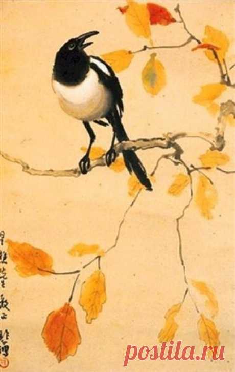 A Magpie on a Maple Branch., 1940 - Xu Beihong - WikiArt.org ‘A Magpie on a Maple Branch.’ was created in 1940 by Xu Beihong in Realism style. Find more prominent pieces of animal painting at Wikiart.org – best visual art database.