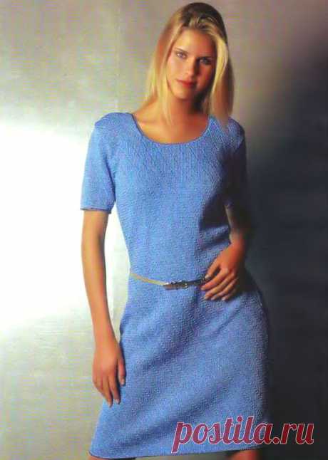 Великолепное вязаное голубое платье | Вязание спицами и крючком – Азбука вязания
