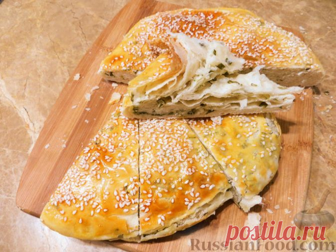 Рецепт: Слоёный хлеб с зелёным луком на RussianFood.com