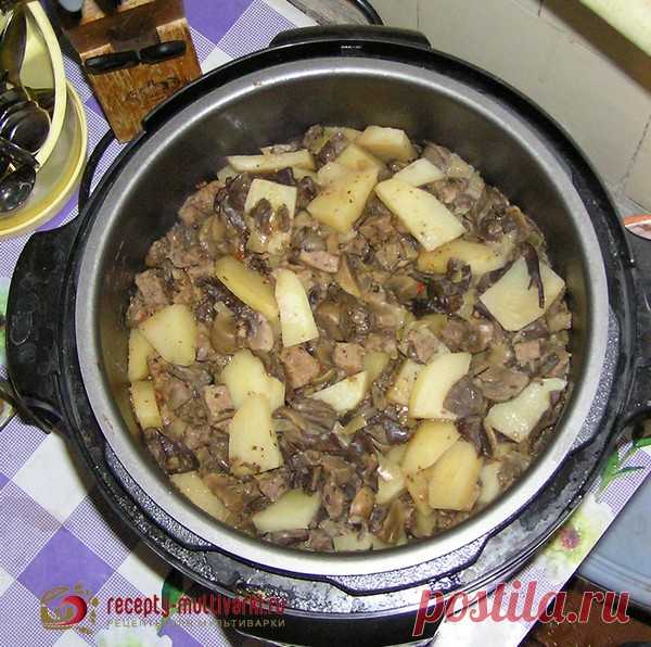 Говядина, запеченная с картофелем и грибами в мультиварке