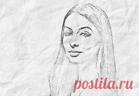 Рисунок из фотографии на мятой бумаге