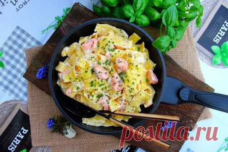 Макароны с красной рыбой в сливочном соусе рецепт с фото пошагово - 1000.menu