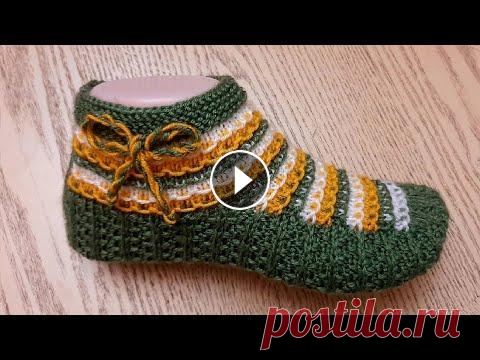 НОВИНКА 2021 : Тапочки-следки на двух спицах без швов  // patik modelleri Пряжа акрил 100 % (315м/100м) Спицы № 3,0 Подошва 22-23 см...