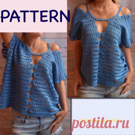 Crochet PATTERN and Tutorial pdf Summer Cotton Top Beachwear | Etsy