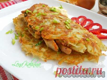 Картофельные лепешки с курицей и сыром - рецепт с фото