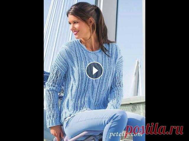 Голубой Пуловер Спицами - 2019 / Blue Pullover Knitting Needles

туника из бабушкиных квадратов крючком