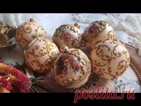 Christmas ornaments ♡♡♡Decoupage tutorial