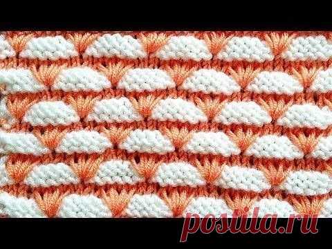 Двухцветный узор с облаками, вяжем спицами