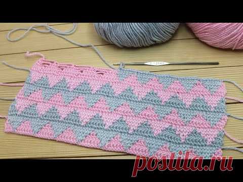 Красивый двухцветный УЗОР КРЮЧКОМ мастер-класс ВЯЗАНИЕ CROCHET patterns 2 colors