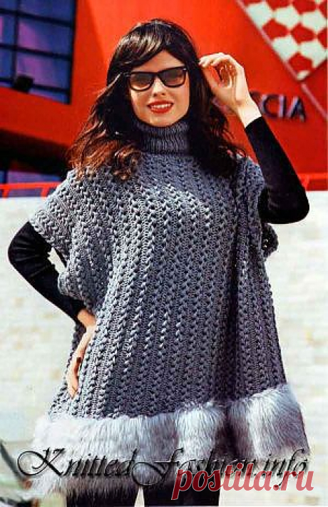 Пончо(вязание вилкой) - KnittedFashion.info