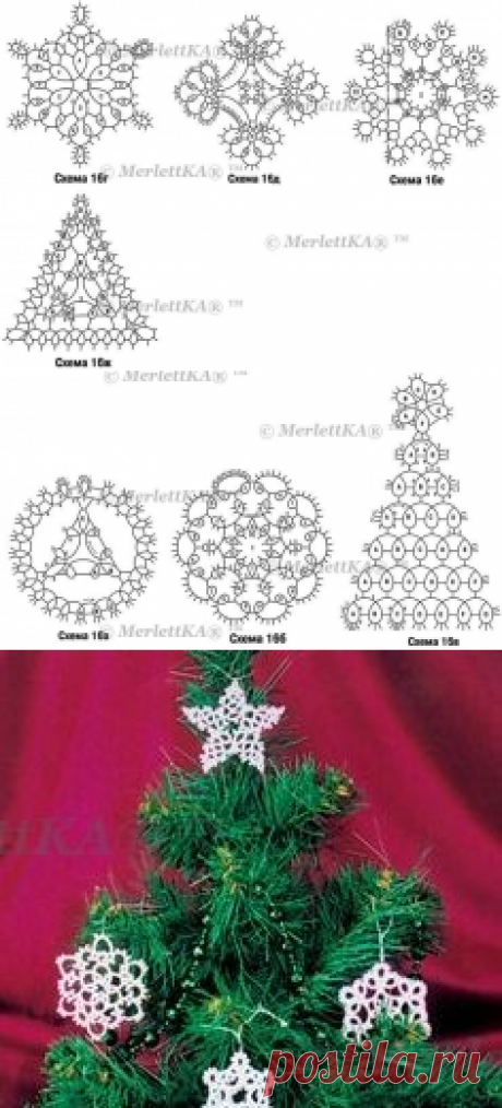 ФРИВОЛИТЕ - СНЕЖИНКИ ДЛЯ НОВОГОДНЕЙ ЕЛКИ / Всё из мира рукоделия (изучаю и делюсь различными техниками и видами рукоделия)