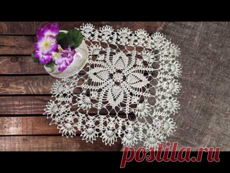 ОЧЕНЬ КРАСИВАЯ АЖУРНАЯ КВАДРАТНАЯ САЛФЕТКА КРЮЧКОМ. ЧАСТЬ 1